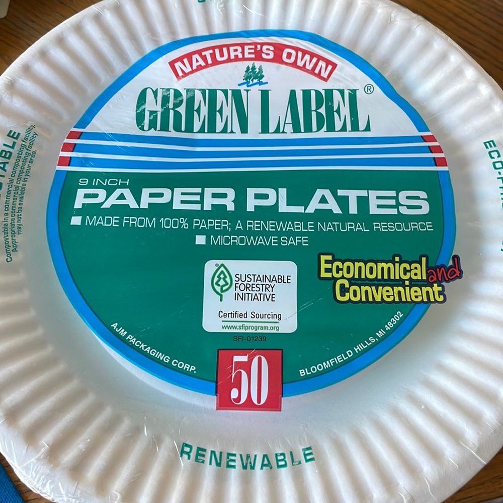 3 Packs of Paper Plates Nature’s Own Green 9 inch